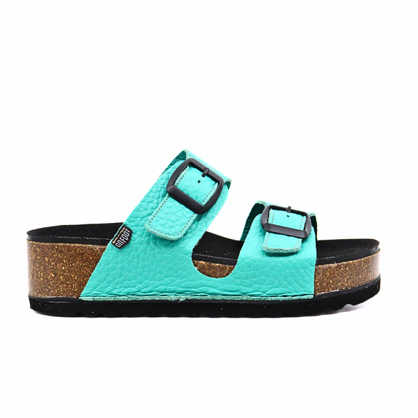 Women's 2-strap leather sandal Naoshima Aguamar by ONFOOT