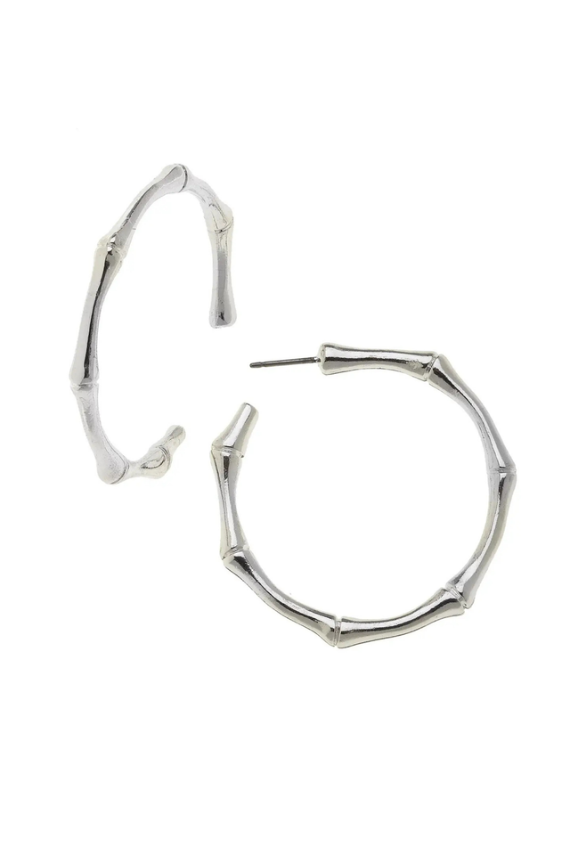 Silver Bamboo Hoop Earrings Gifts + Accessories Jewelry Susan Shaw