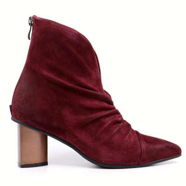 Women's heeled leather bootie HETTY BORDEAUX by ANTELOPE