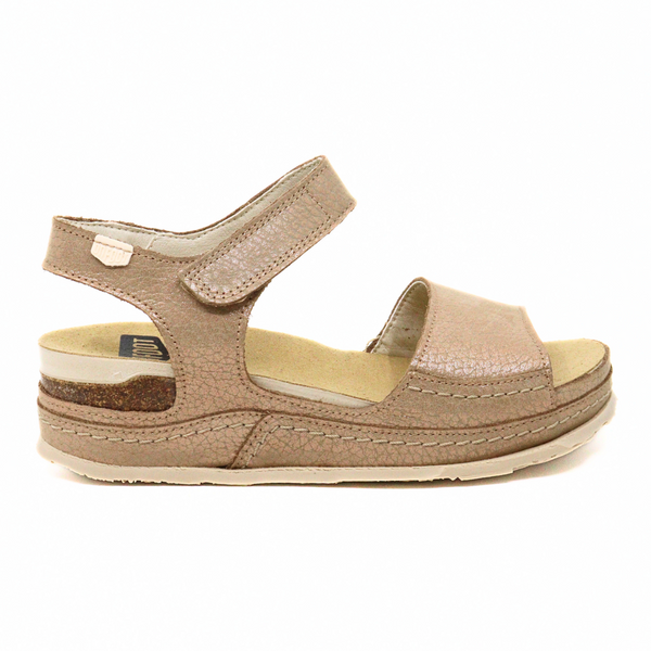 Women's low wedge sandal Madison Taupe by ON FOOT