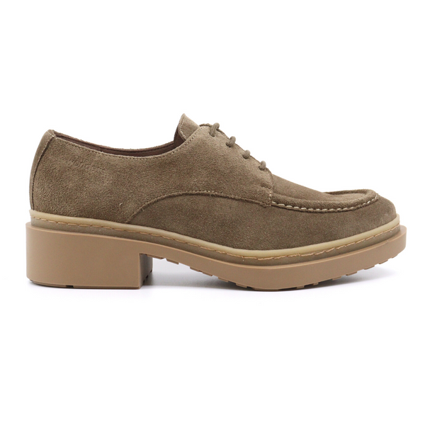 Women's taupe suede loafer oxford shoe LUXE TOPO by Wonders