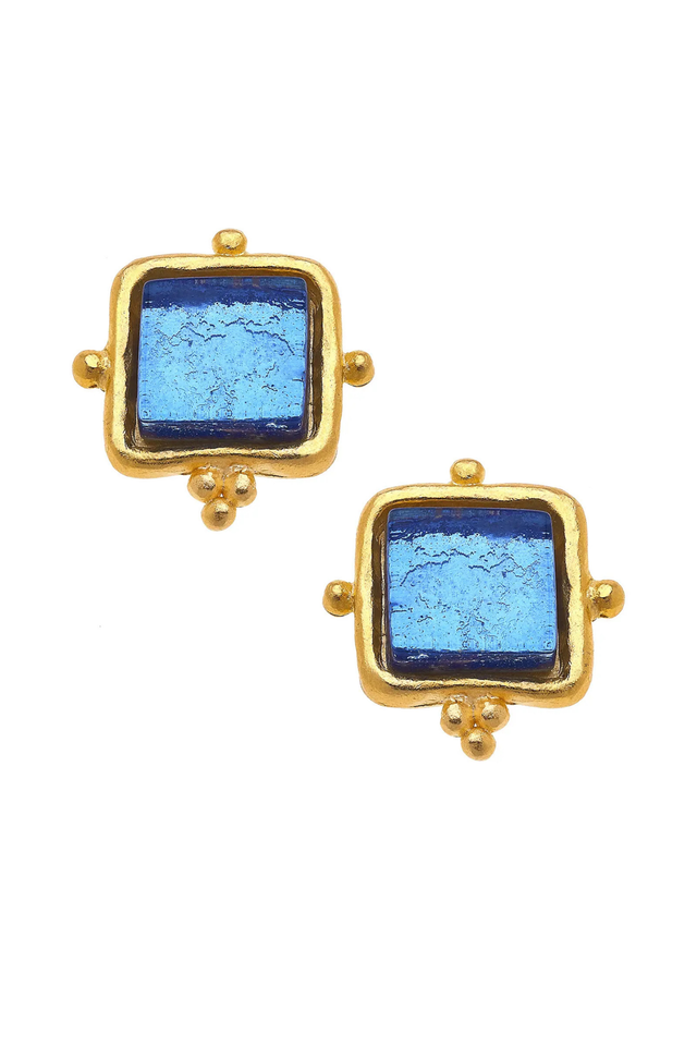 Madeline Blue French Glass Studs Gifts + Accessories Jewelry Susan Shaw