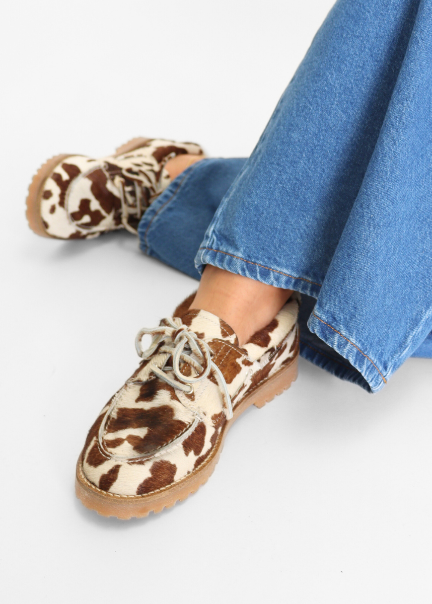Alvina Pony Brown Combo Women's Shoes Loafers Pavement