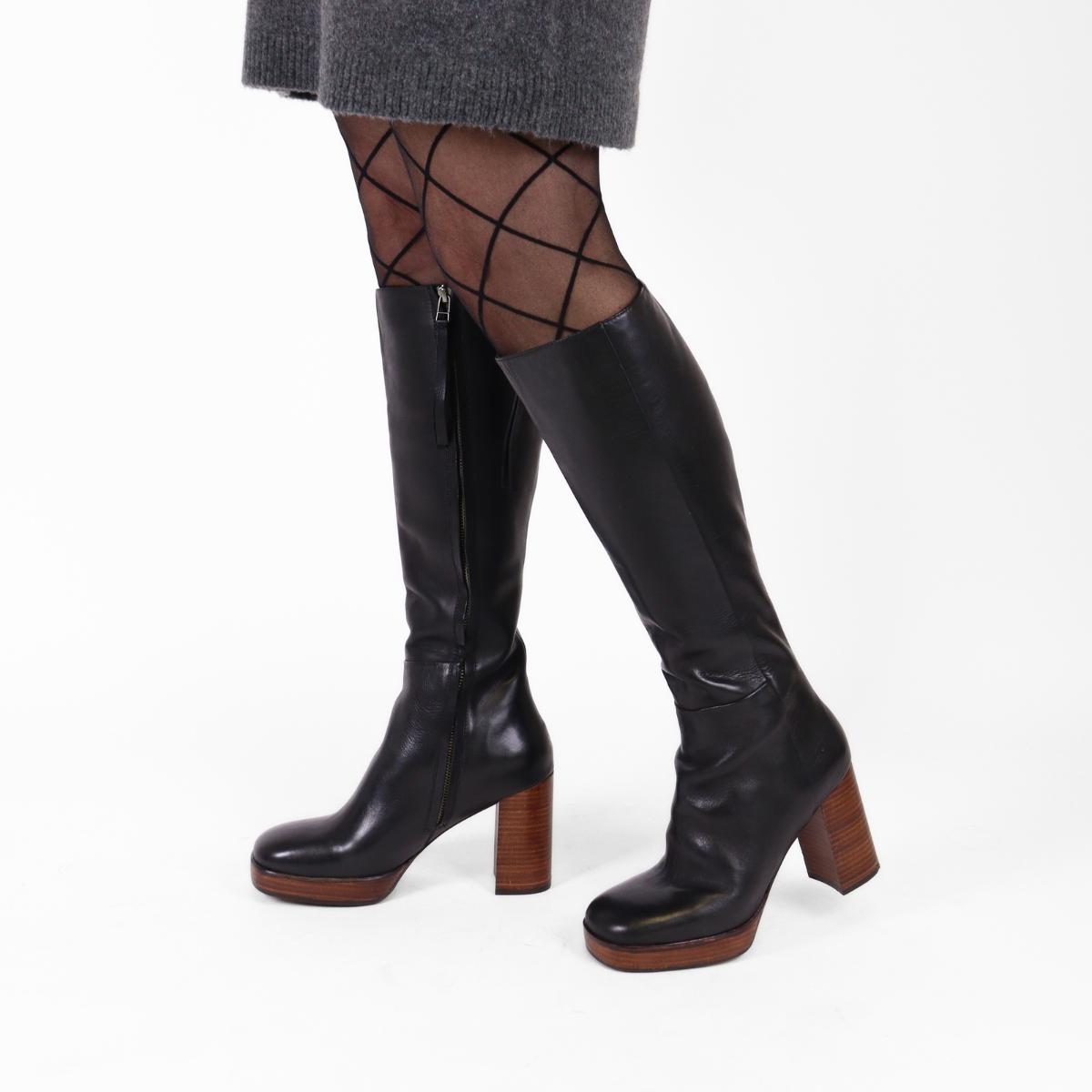 Hi Style Black Women's Boots Heels All Black