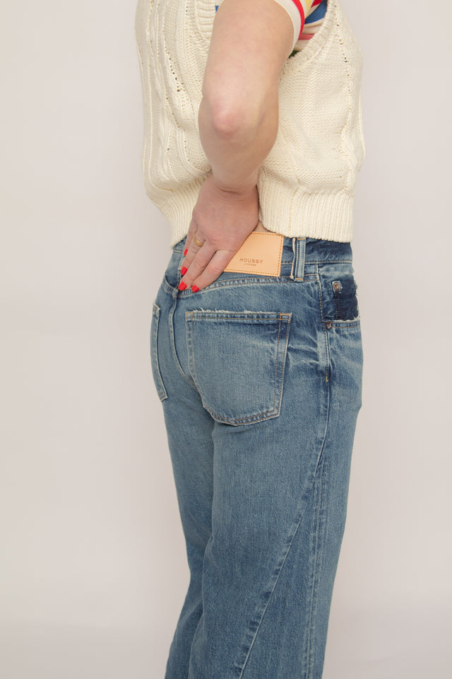 Holyoke Panel Wide Blue Women's Bottoms Moussy Denim