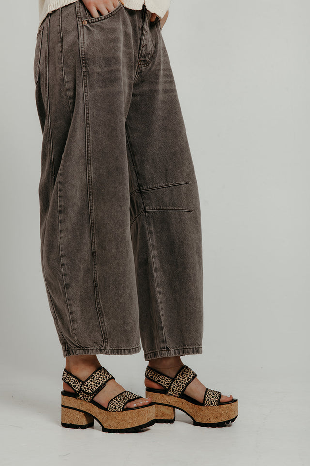 Good Luck Mid Rise Barrel Archive Grey Women's Bottoms Free People