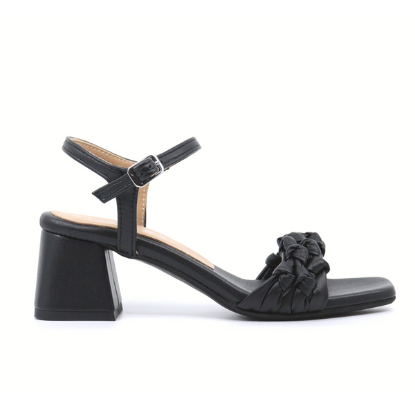 Women's dali black heeled braided sandal by Ateliers