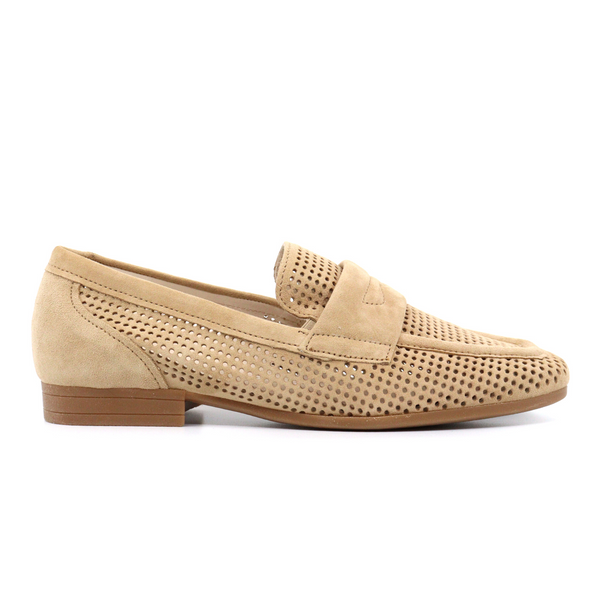 Women's perforated loafer caramel suede by Gabor