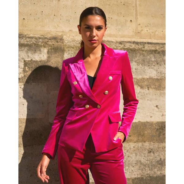 Women's velour blazer fuchsia by Choklate paris