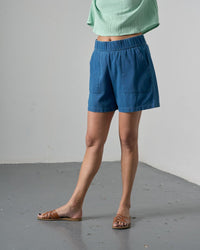 Petra Shorts Textured Denim Women's Bottoms Bibico