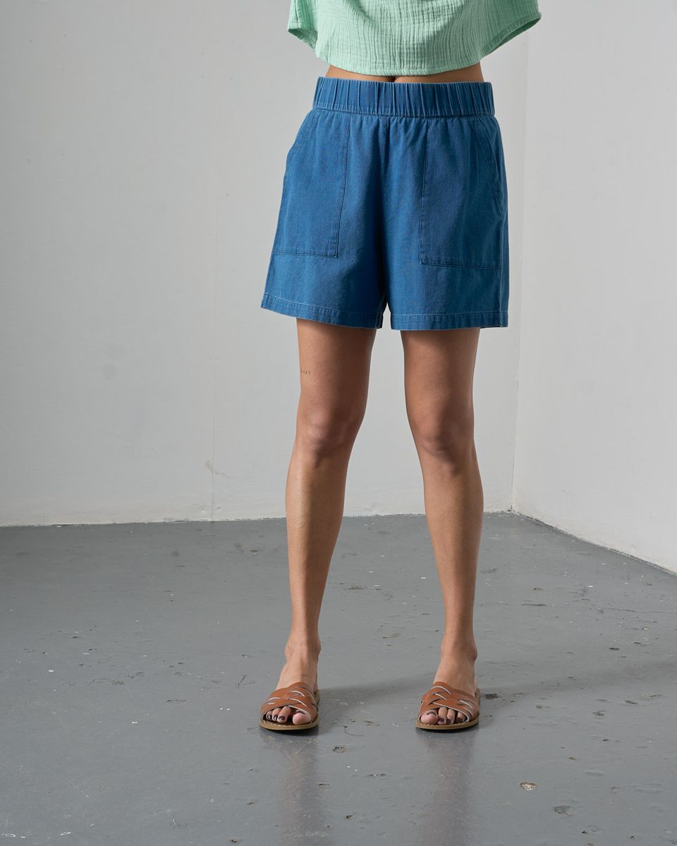 Petra Shorts Textured Denim Women's Bottoms Bibico