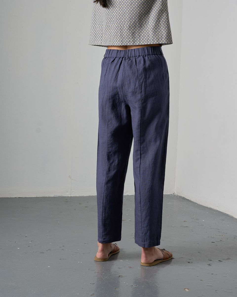 Lorren Trousers Navy Linen Women's Bottoms Bibico
