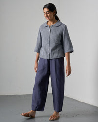 Lorren Trousers Navy Linen Women's Bottoms Bibico