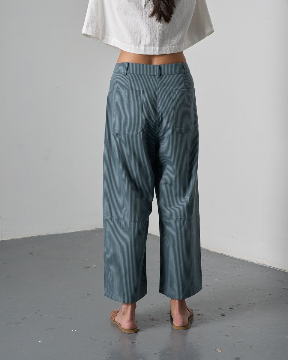 Alicia Barrel Leg Trousers Striped Slate Women's Bottoms Bibico