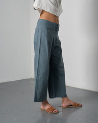 Alicia Barrel Leg Trousers Striped Slate Women's Bottoms Bibico