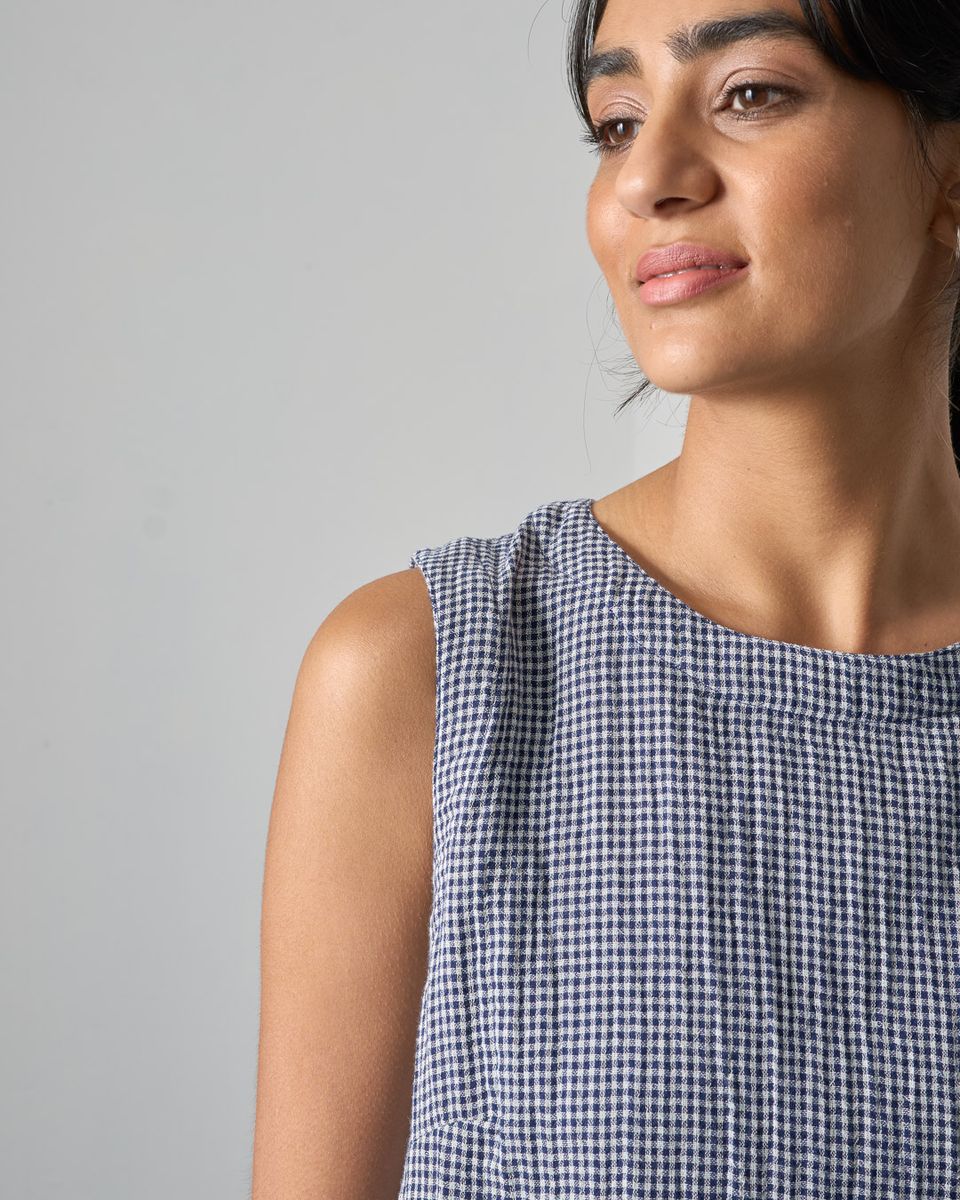 Pippa Top Little Check Navy Women's Tops Bibico