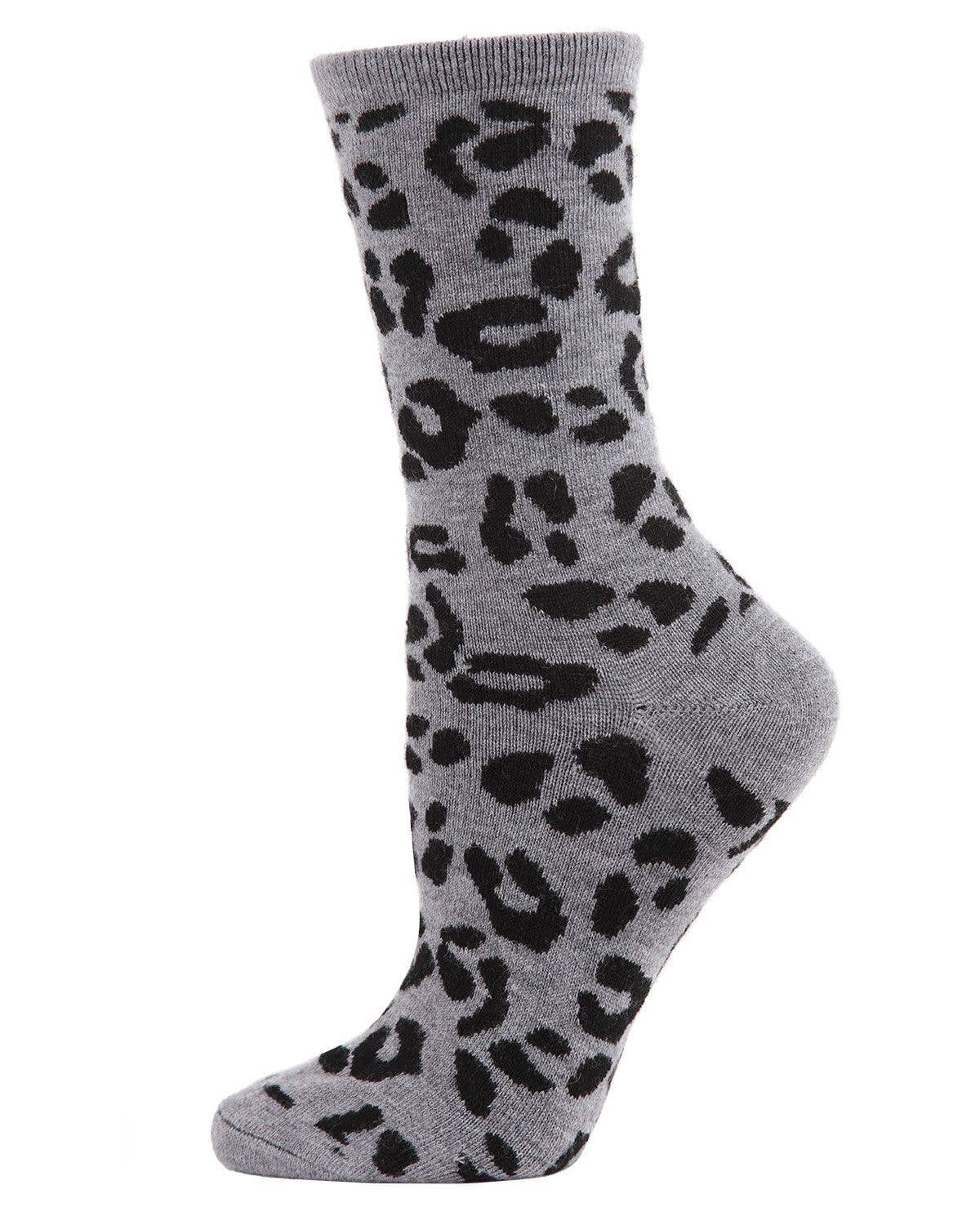 MeMoi Leopard Animal Print Cashmere Blend Crew Socks Gifts + Accessories Socks Me Moí