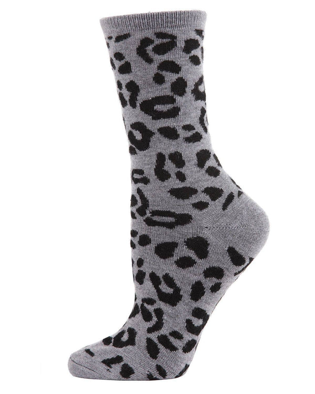 MeMoi Leopard Animal Print Cashmere Blend Crew Socks Gifts + Accessories Socks Me Moí