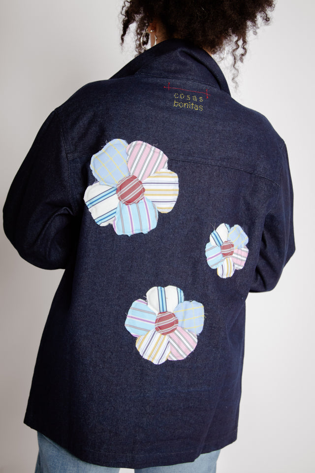 Elia Jacket Potentilla Flower Indigo Women's Tops Outerwear Cats With a Heart