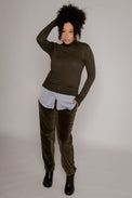 Outline T-Neck Dark Olive Women's Tops Prairie Underground