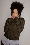 Outline T-Neck Dark Olive Women's Tops Prairie Underground
