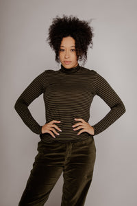 Outline T-Neck Dark Olive Women's Tops Prairie Underground