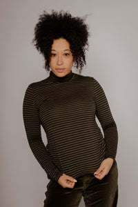 Outline T-Neck Dark Olive Women's Tops Prairie Underground