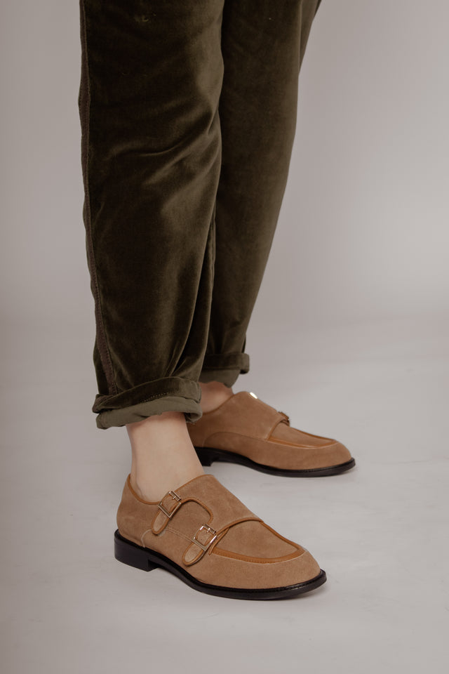 Wide Belt Guy Camel Women's Shoes Loafers All Black