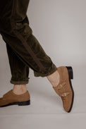 Wide Belt Guy Camel Women's Shoes Loafers All Black