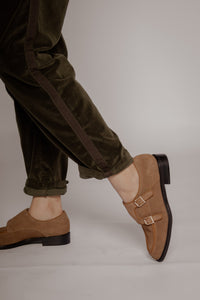 Wide Belt Guy Camel Women's Shoes Loafers All Black