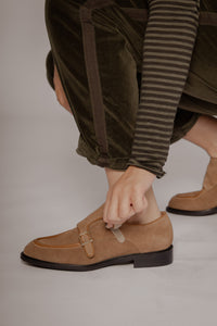 Wide Belt Guy Camel Women's Shoes Loafers All Black