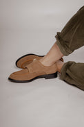 Wide Belt Guy Camel Women's Shoes Loafers All Black