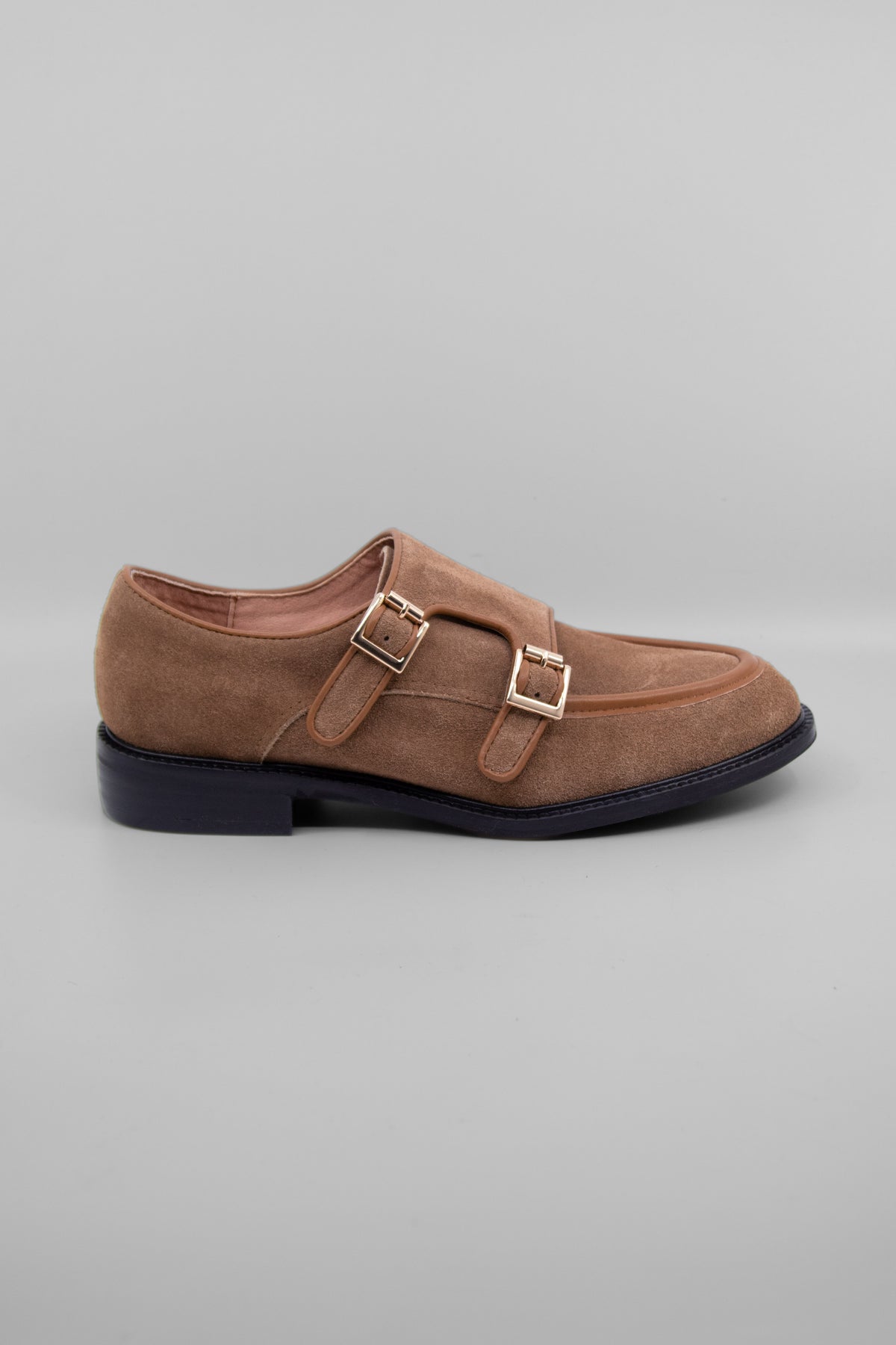 Wide Belt Guy Camel Women's Shoes Loafers All Black