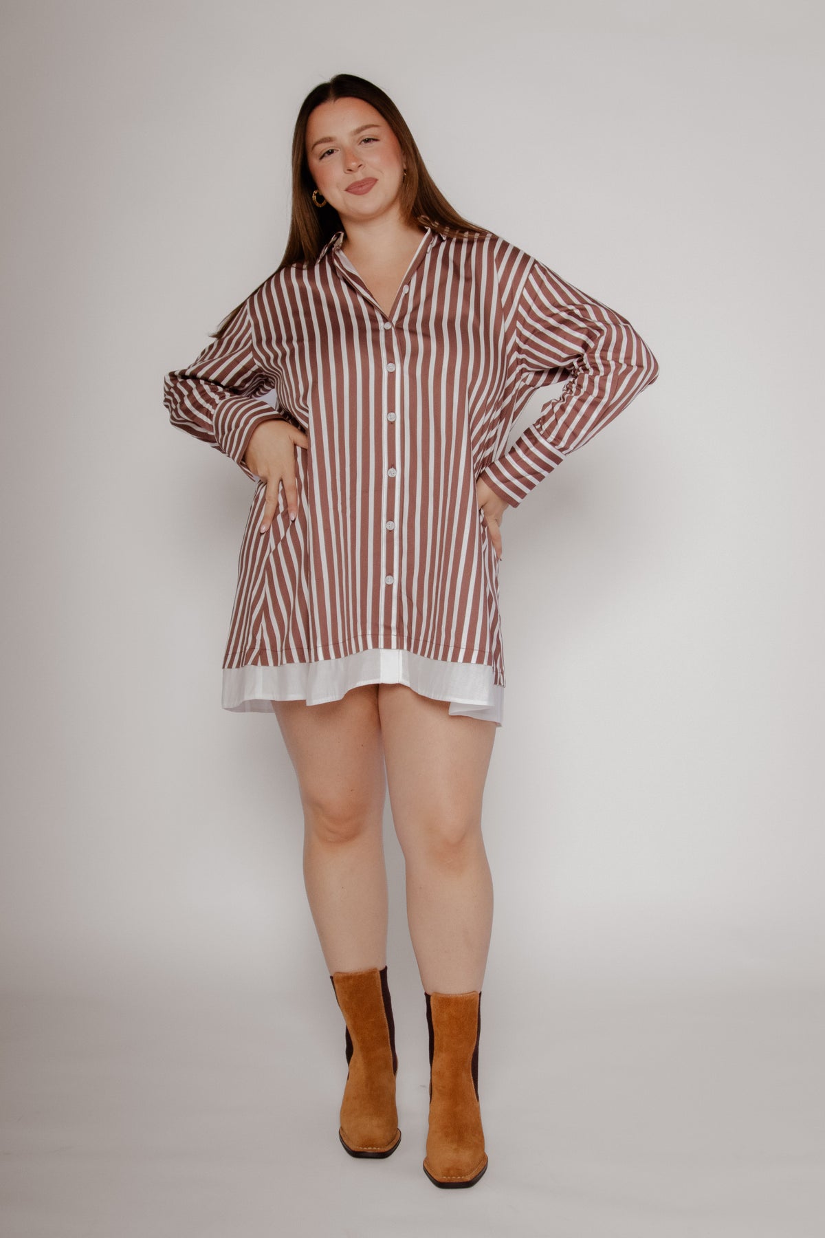 Stripe Layer Mini Shirtdress Huckleberry