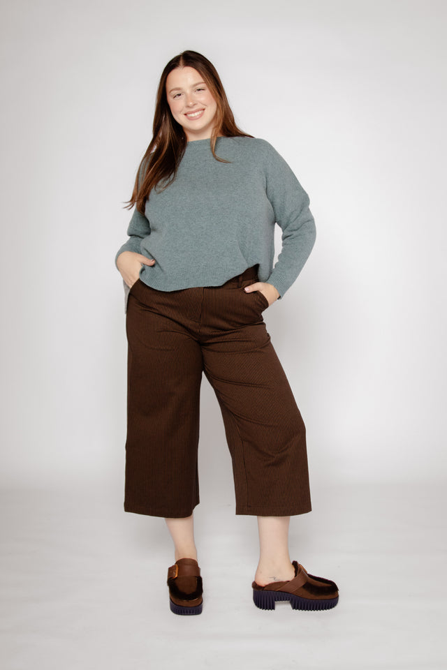 Kate Culottes Cocoa Stripe Twill Women's Bottoms Bibico