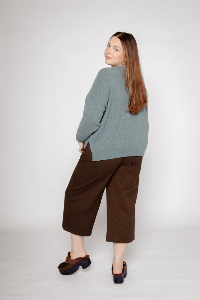 Kate Culottes Cocoa Stripe Twill Women's Bottoms Bibico