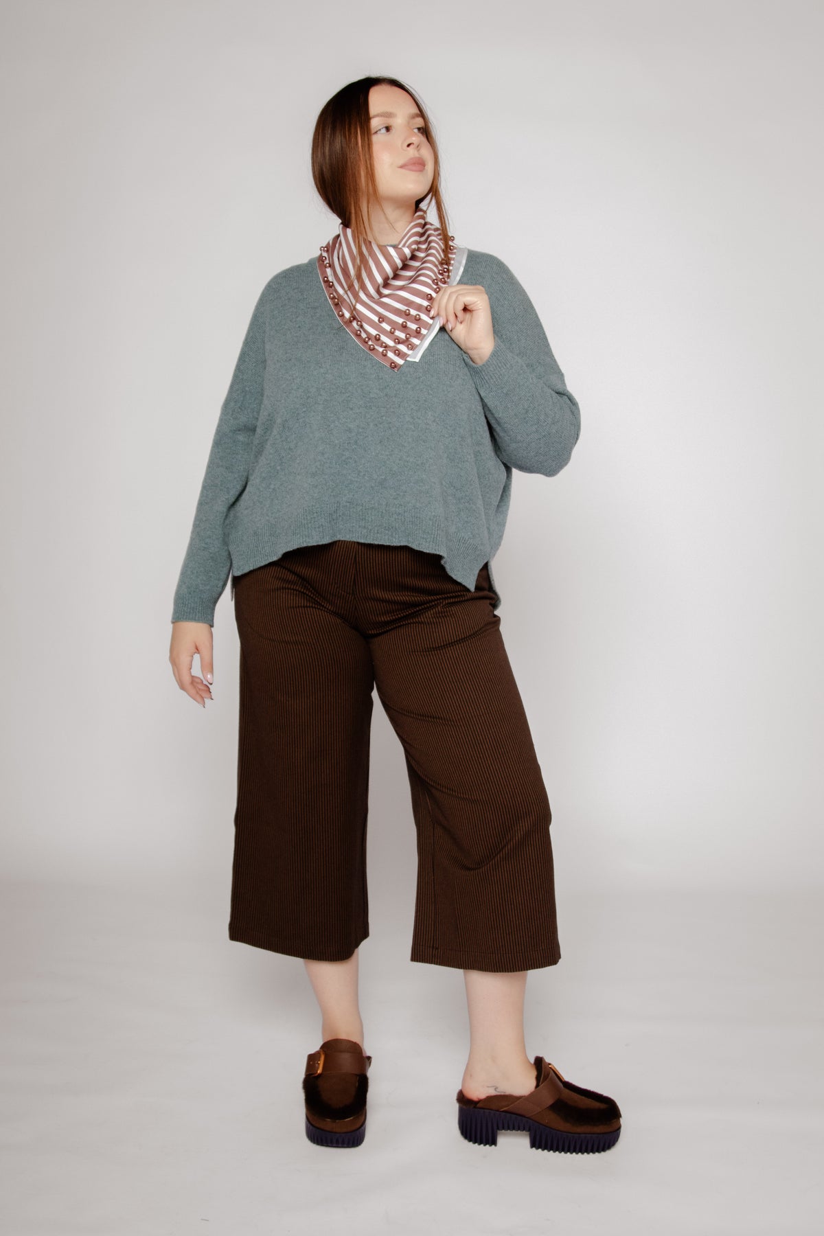 Kate Culottes Cocoa Stripe Twill Women's Bottoms Bibico