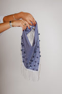 Stripe Embellished Scarf Ink Blue Gifts + Accessories Theo