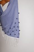 Stripe Embellished Scarf Ink Blue Gifts + Accessories Theo