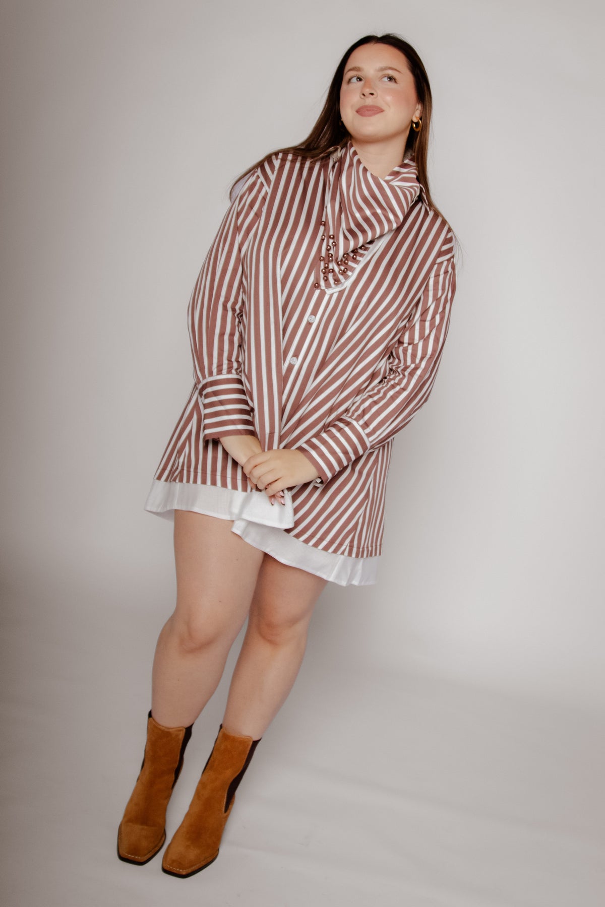 Stripe Layer Mini Shirtdress Huckleberry