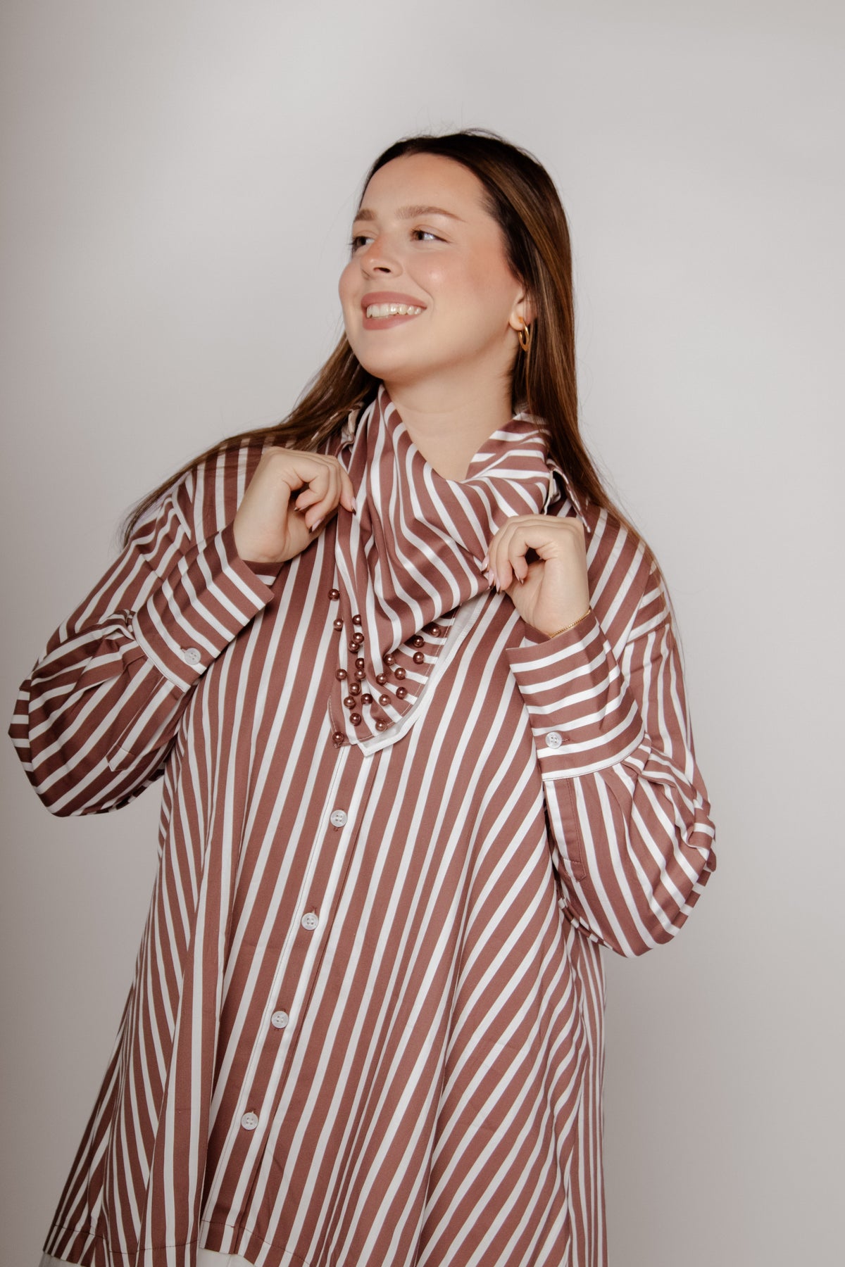 Stripe Pearly Scarf Huckleberry Gifts + Accessories Theo