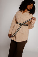 Boucle Trim Overshirt Maple Women's Tops Outerwear Theo