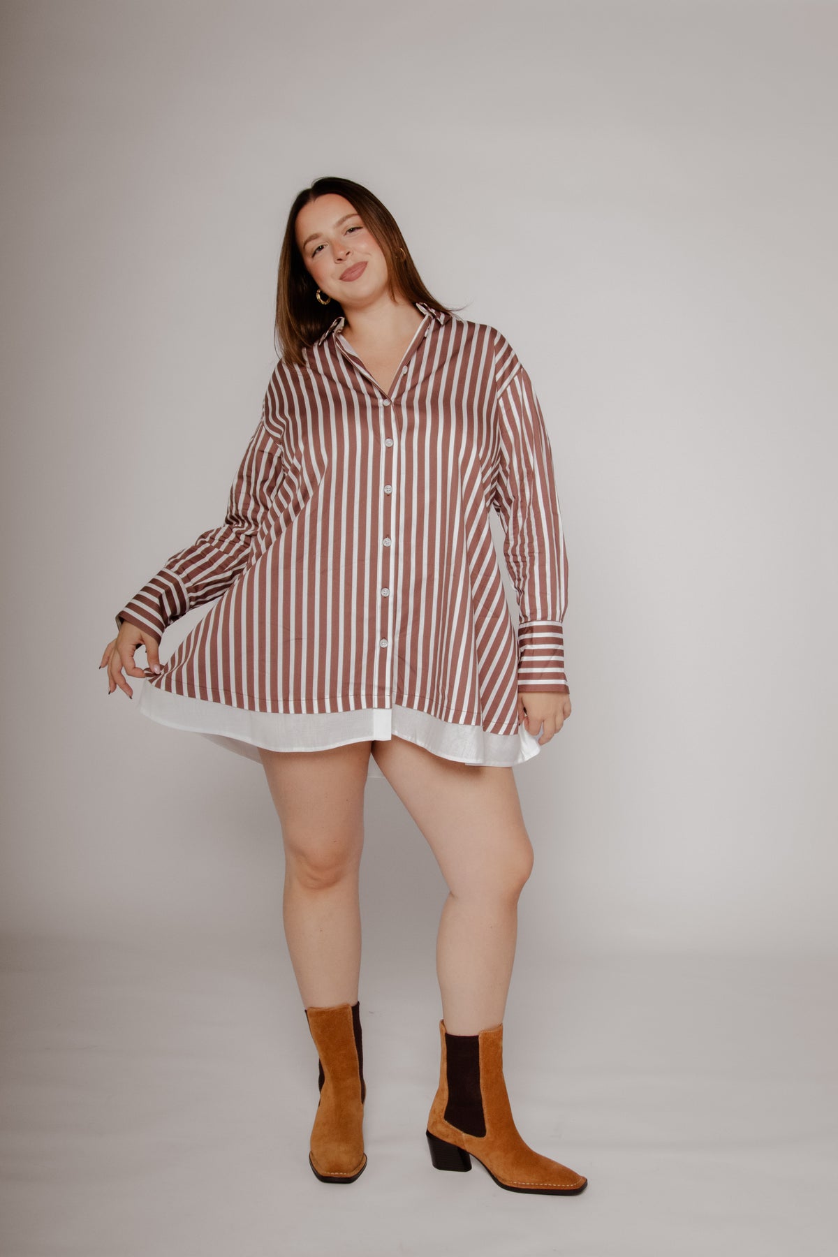 Stripe Layer Mini Shirtdress Huckleberry