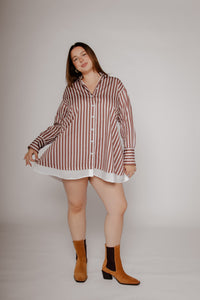 Stripe Layer Mini Shirtdress Huckleberry