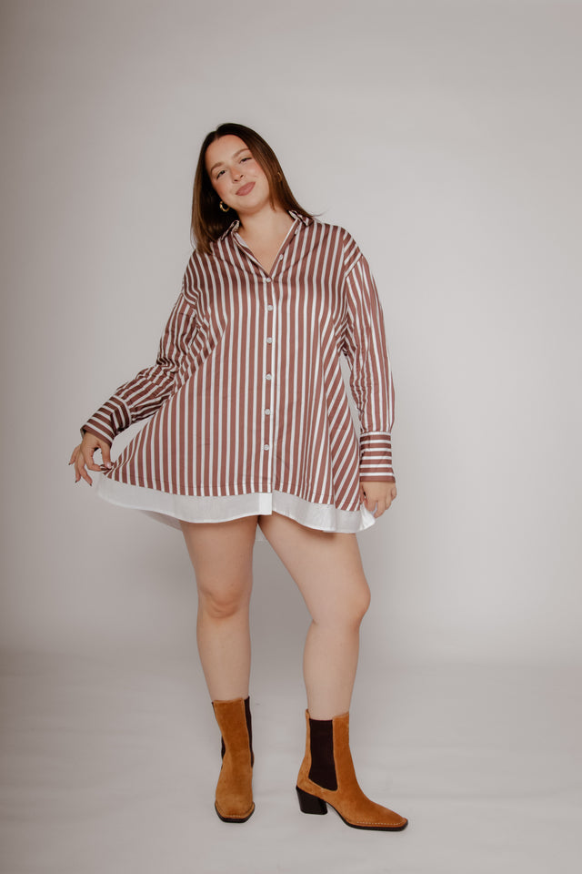 Stripe Layer Mini Shirtdress Huckleberry