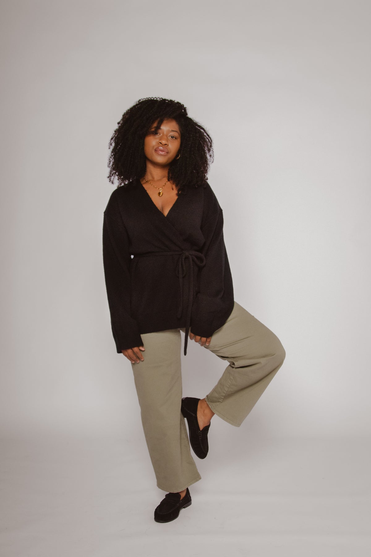 Katie Cashmere Wrap Cardigan Black Women's Tops One Grey Day
