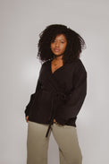 Katie Cashmere Wrap Cardigan Black Women's Tops One Grey Day