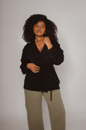 Katie Cashmere Wrap Cardigan Black Women's Tops One Grey Day
