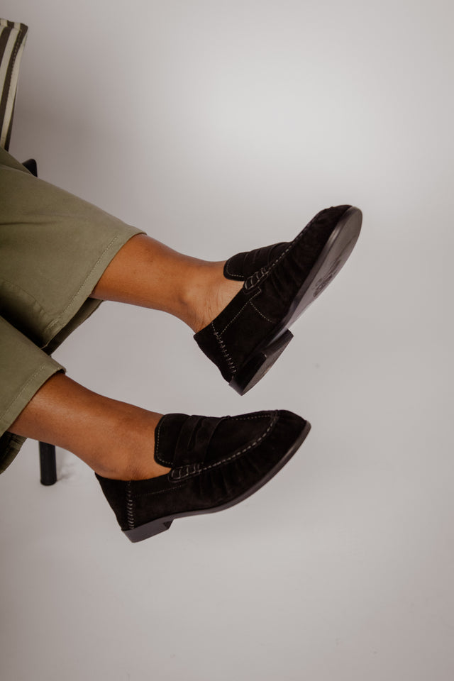 Carry On Loafer Black Oiled Suede Women's Shoes Loafers Free People