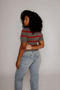 Nara Cashmere Tee Currant Stripe Women's Tops One Grey Day